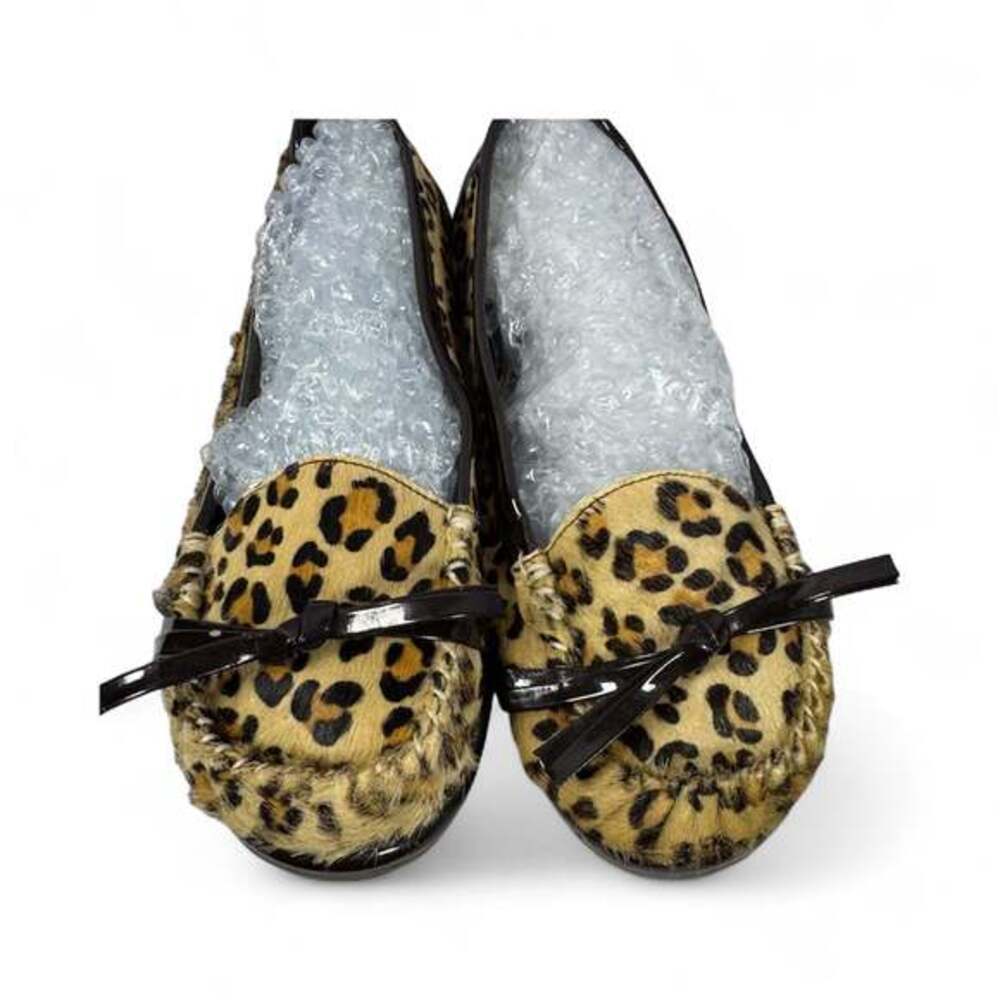 VOLOTILE Animal Print Flats Slip-On Leather Brown Tan Size 8
